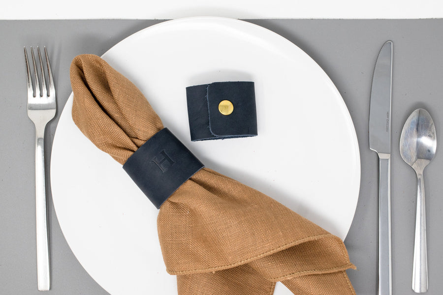 Personalized Leather Napkin Ring. Leather Napkin Holder. Leather Ring. Table Decor. Leather Decor. Set of 2. Snap Napkin Ring. Made in USA.