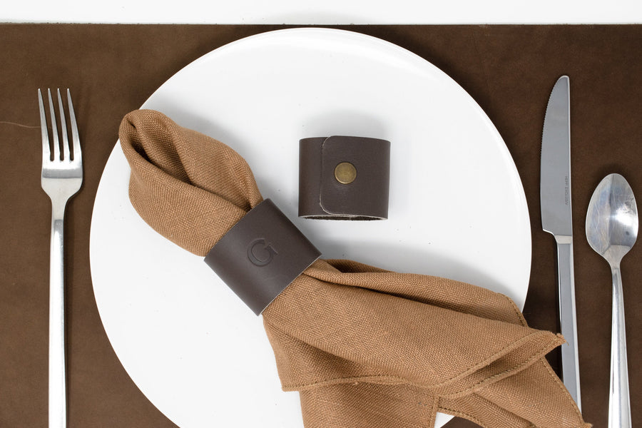 Personalized Leather Napkin Ring. Leather Napkin Holder. Leather Ring. Table Decor. Leather Decor. Set of 2. Snap Napkin Ring. Made in USA.