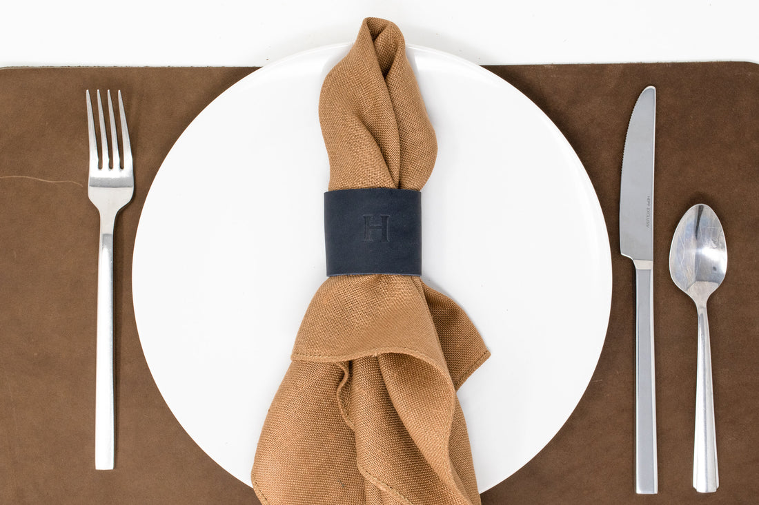 Personalized Leather Napkin Ring. Leather Napkin Holder. Leather Ring. Table Decor. Leather Decor. Set of 2. Snap Napkin Ring. Made in USA.