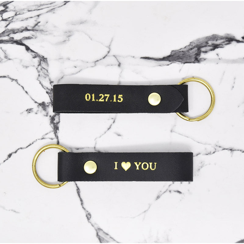 Double Sided Personalized Leather Keychain